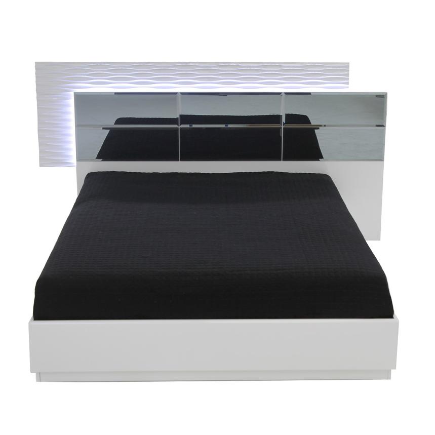 Manhattan White Mirrored Queen Platform Bed El Dorado Furniture Manhattan White Mirrored Queen Platform Bed Alternate Image 3 Of 5 Images