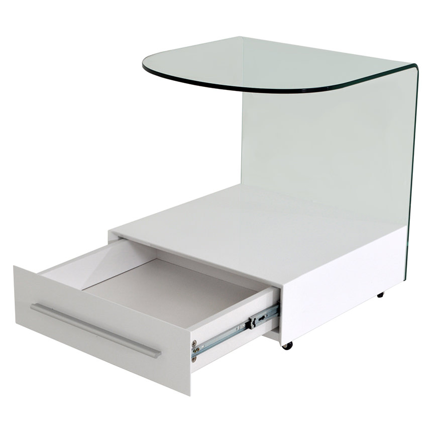 Maria White Side Table w/Casters El Dorado Furniture