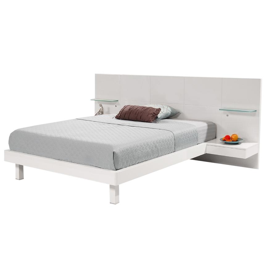 Chico White Queen Platform Bed W Nightstands El Dorado Furniture The led lights add a romantic sophistication and the floating nightstands keep your most needed items within an arm's reach. chico white queen platform bed w nightstands