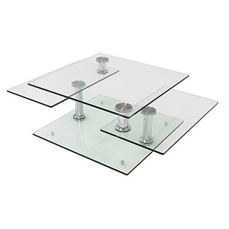 Square Clear Silver Motion Coffee Table
