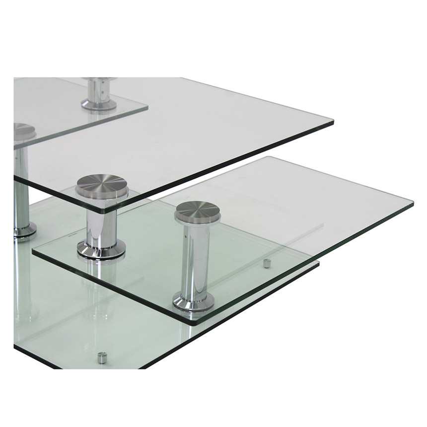 Square Clear Silver Motion Coffee Table  alternate image, 5 of 8 images.