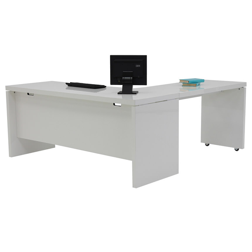 White and grey l shaped desk sale