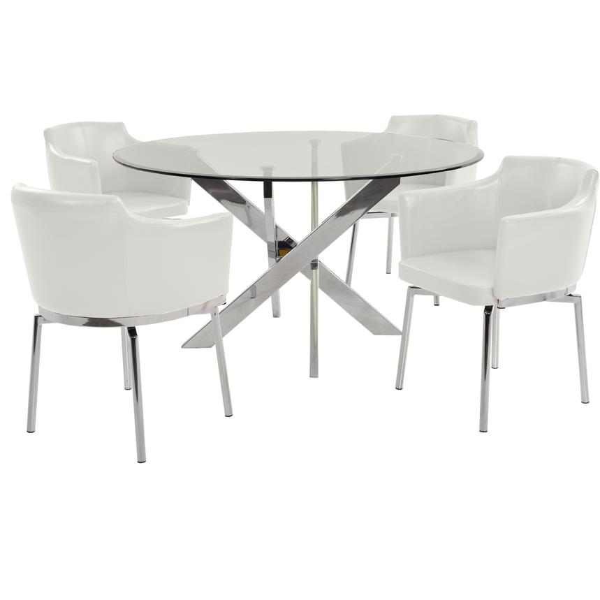 Dusty White Polished 5-Piece Dining Set  main image, 1 of 8 images.