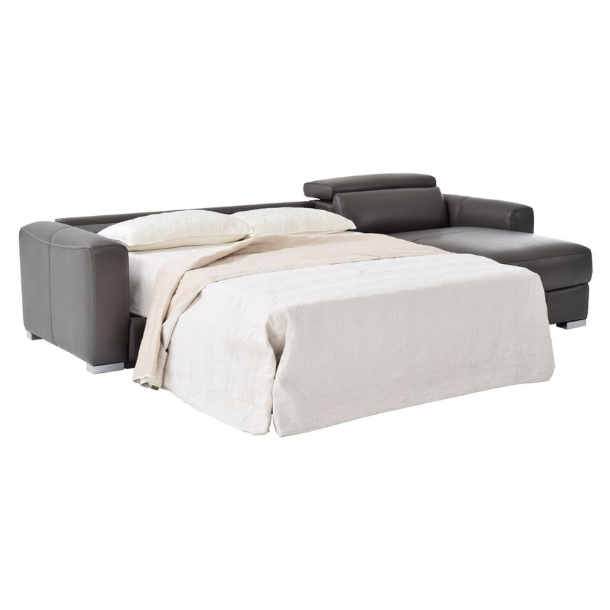 Bay Harbor Gray Leather Sleeper w/Right Chaise  alternate image, 2 of 10 images.