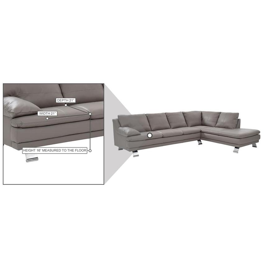 Rio Light Gray Leather Corner Sofa w/Right Chaise  alternate image, 8 of 8 images.