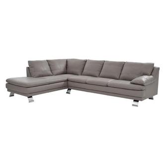Rio Light Gray Leather Corner Sofa w/Left Chaise