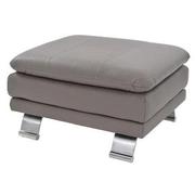 Rio Light Gray Leather Ottoman  alternate image, 2 of 5 images.