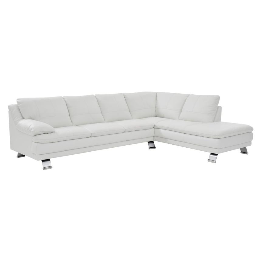 Rio White Leather Corner Sofa w/Right Chaise  main image, 1 of 8 images.