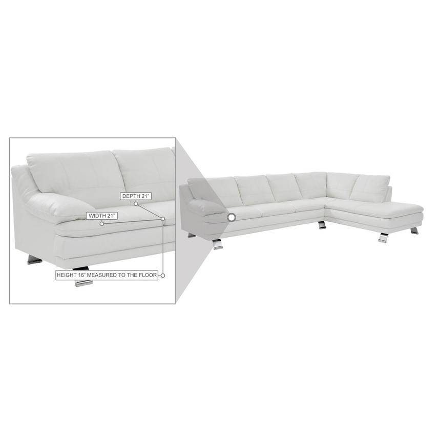 Rio White Leather Corner Sofa w/Right Chaise  alternate image, 8 of 9 images.