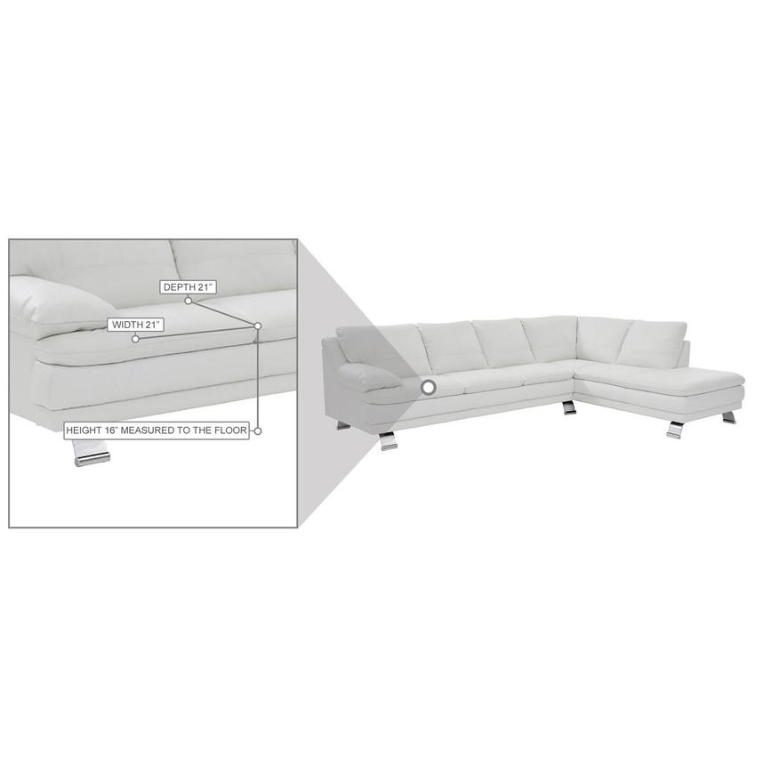 Rio White Leather Corner Sofa w/Right Chaise  alternate image, 9 of 9 images.