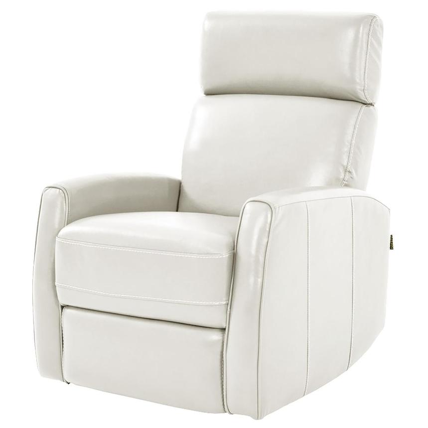 Lucca White Leather Power Recliner  main image, 1 of 9 images.