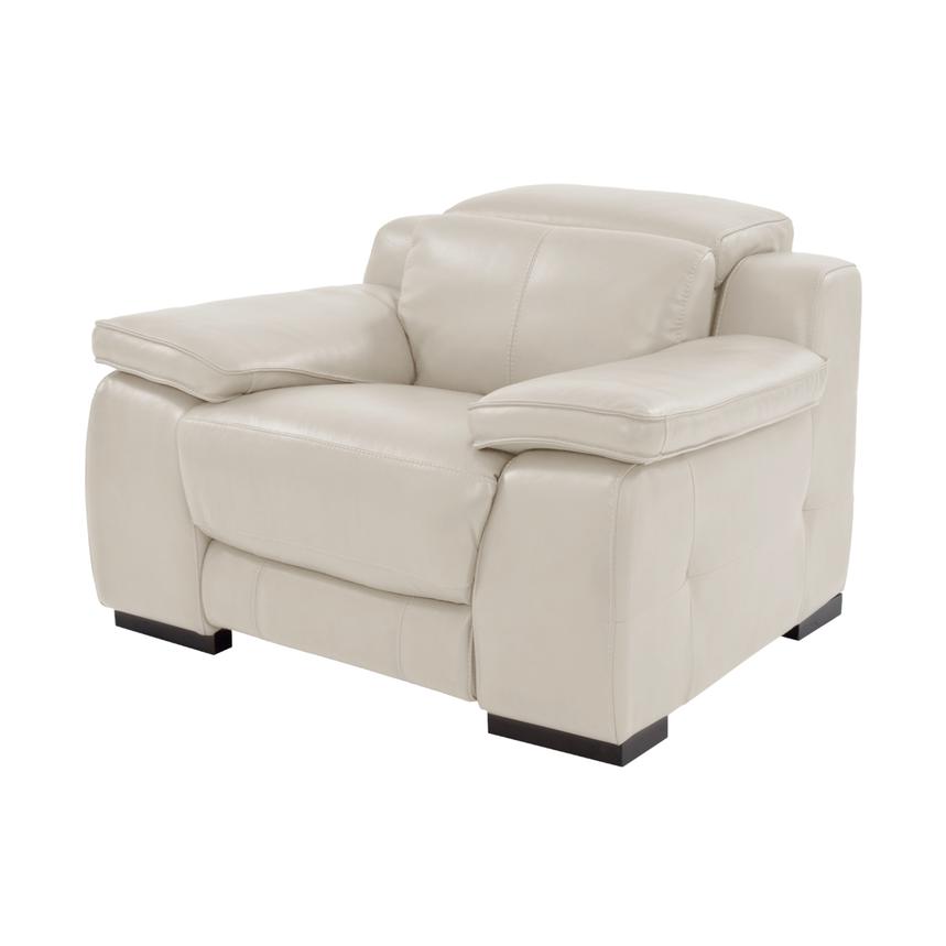 Gian Marco Light Gray Leather Power Recliner  main image, 1 of 9 images.