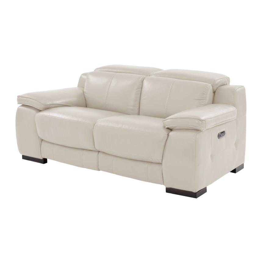 Gian Marco Light Gray Leather Power Reclining Loveseat  main image, 1 of 9 images.