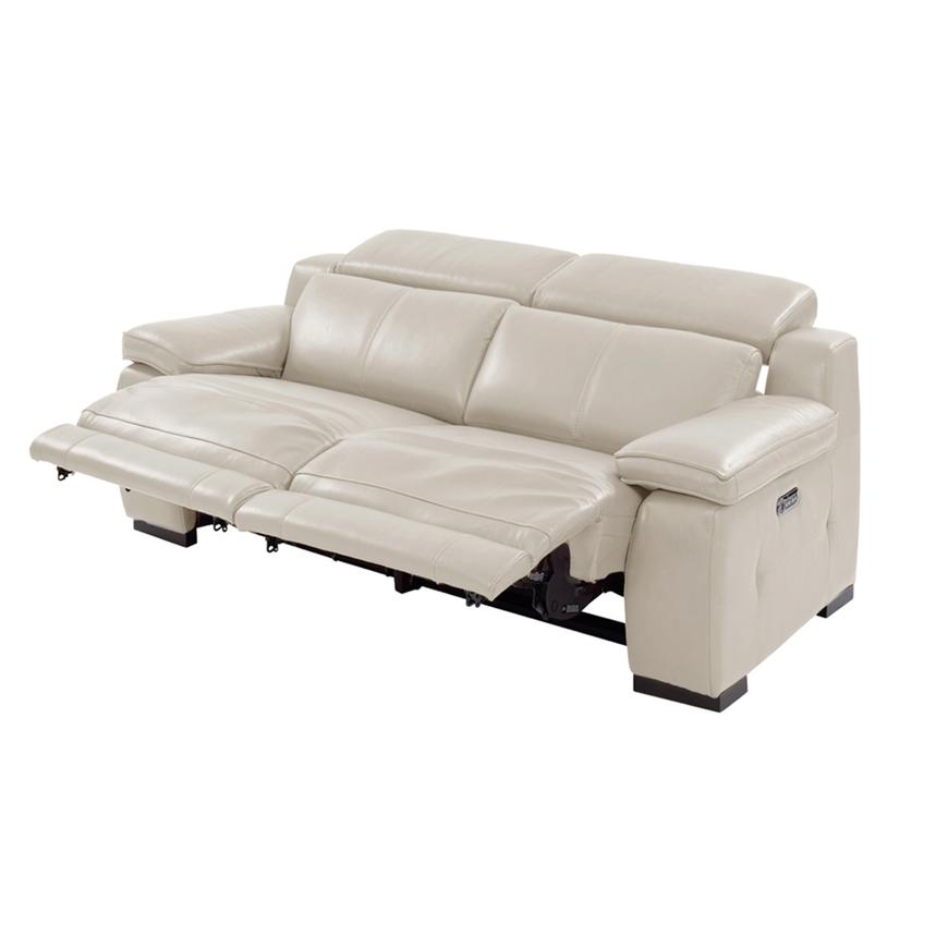 Gian Marco Light Gray Leather Power Reclining Loveseat  alternate image, 3 of 10 images.