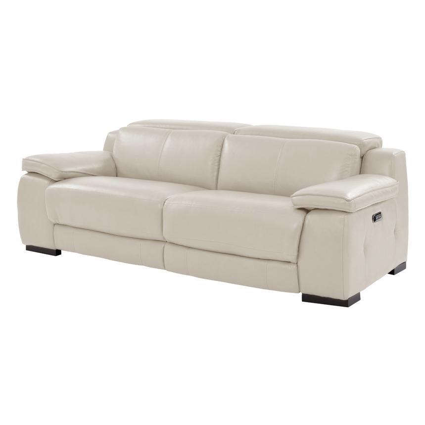 Gian Marco Light Gray Leather Power Reclining Sofa  main image, 1 of 9 images.