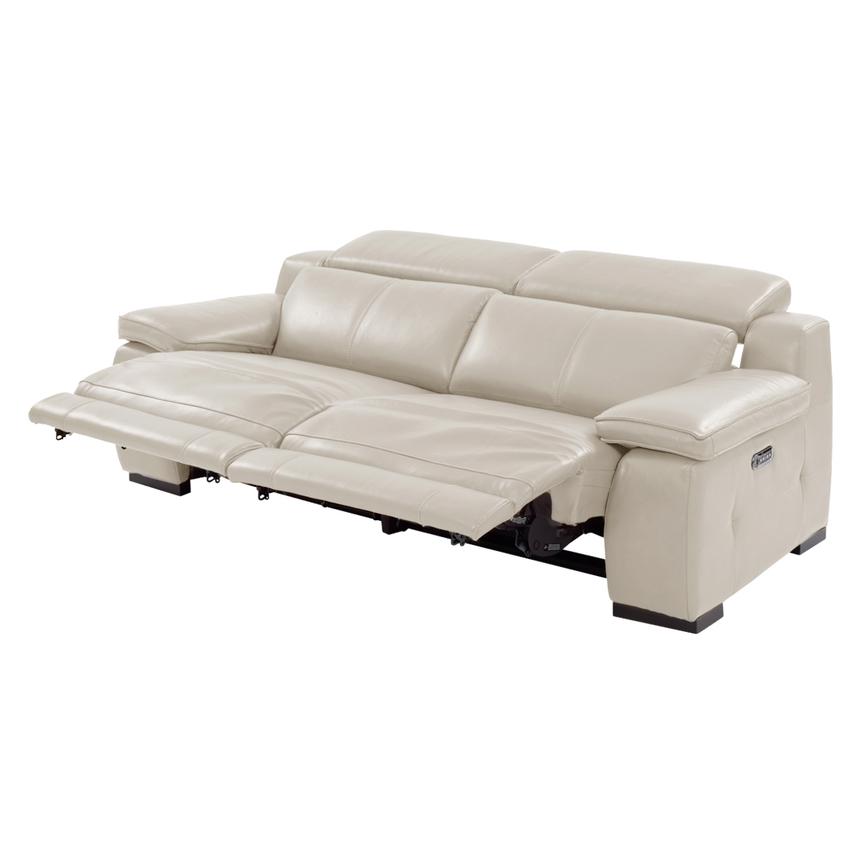 Gian Marco Light Gray Leather Power Reclining Sofa alternate image, 2 of 9 images.