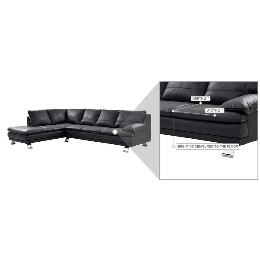 Rio Dark Gray Leather Corner Sofa w/Left Chaise  alternate image, 8 of 8 images.