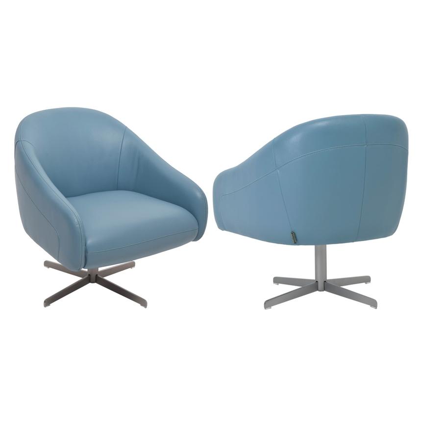 Brookville Blue Leather Swivel Chair | El Dorado Furniture