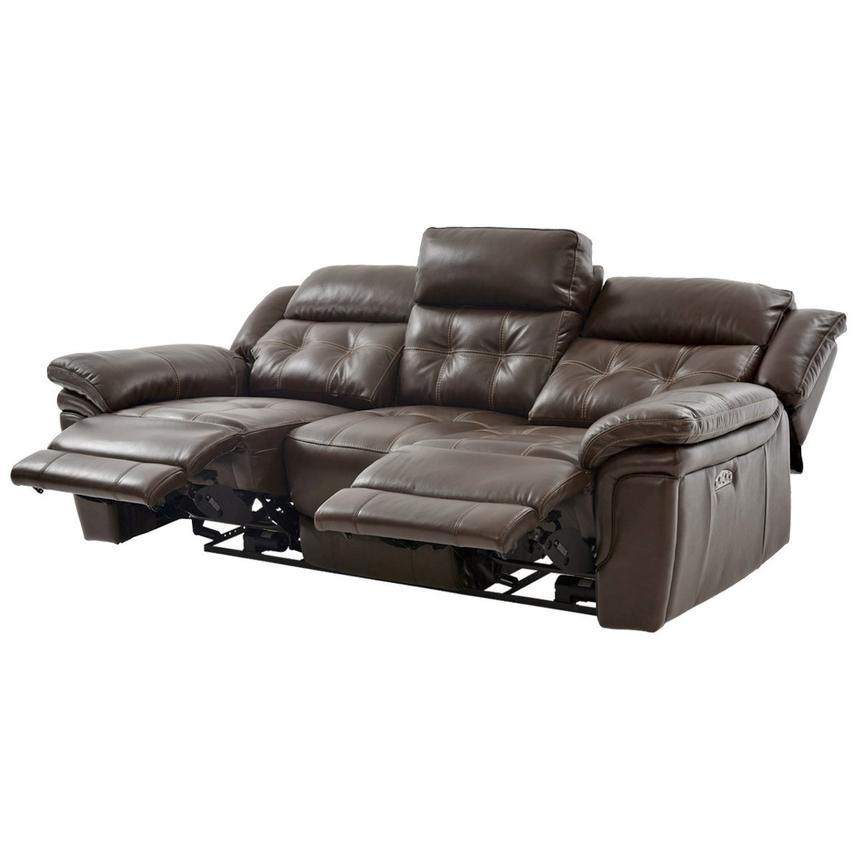 Stallion Brown Leather Power Reclining Sofa  alternate image, 3 of 10 images.