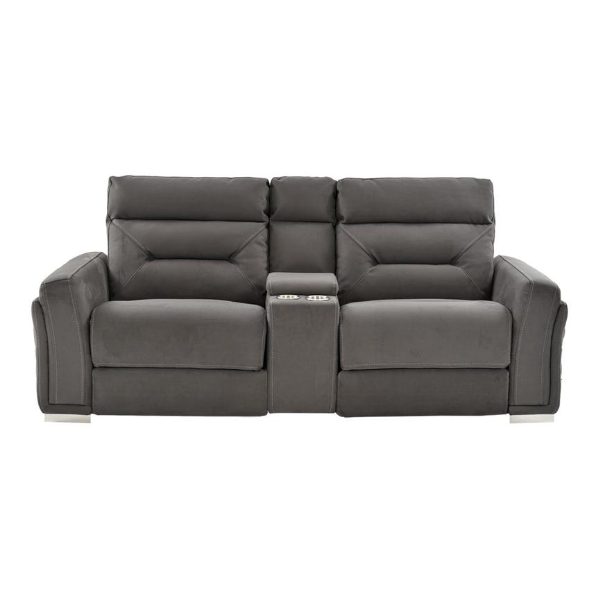 Kim Gray Power Reclining Sofa w/Console  alternate image, 5 of 14 images.