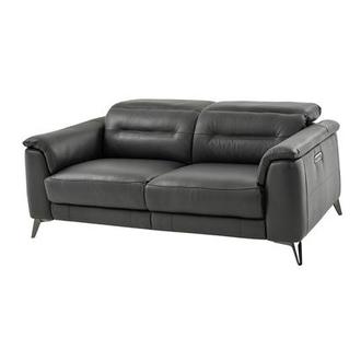 Anabel Gray Leather Power Reclining Loveseat