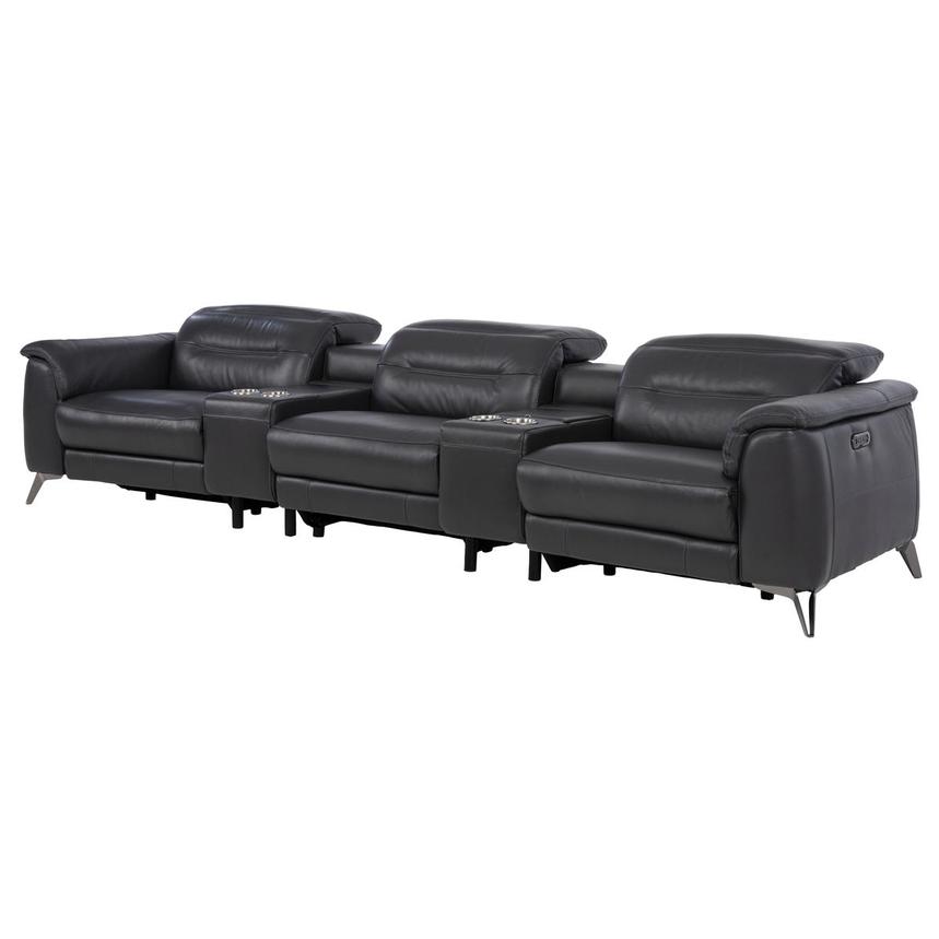 Anabel Gray Home Theater Leather Seating with 5PCS/2PWR  alternate image, 4 of 12 images.