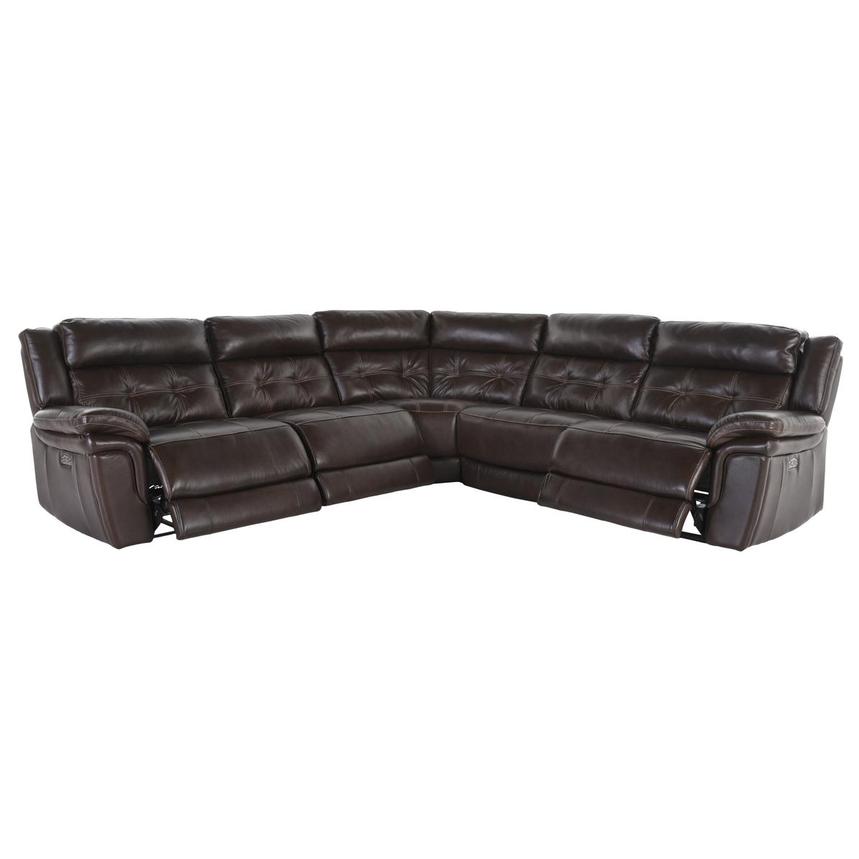 Stallion Brown Leather Power Reclining Sectional with 5PCS/3PWR  alternate image, 2 of 5 images.