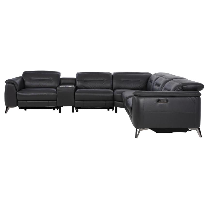 Anabel Gray Leather Power Reclining Sectional with 6PCS/3PWR  alternate image, 4 of 13 images.