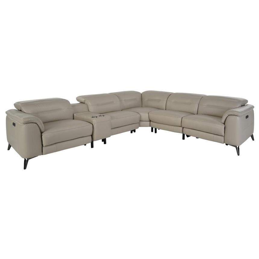 Anabel Cream Leather Power Reclining Sectional with 6PCS/3PWR  main image, 1 of 9 images.