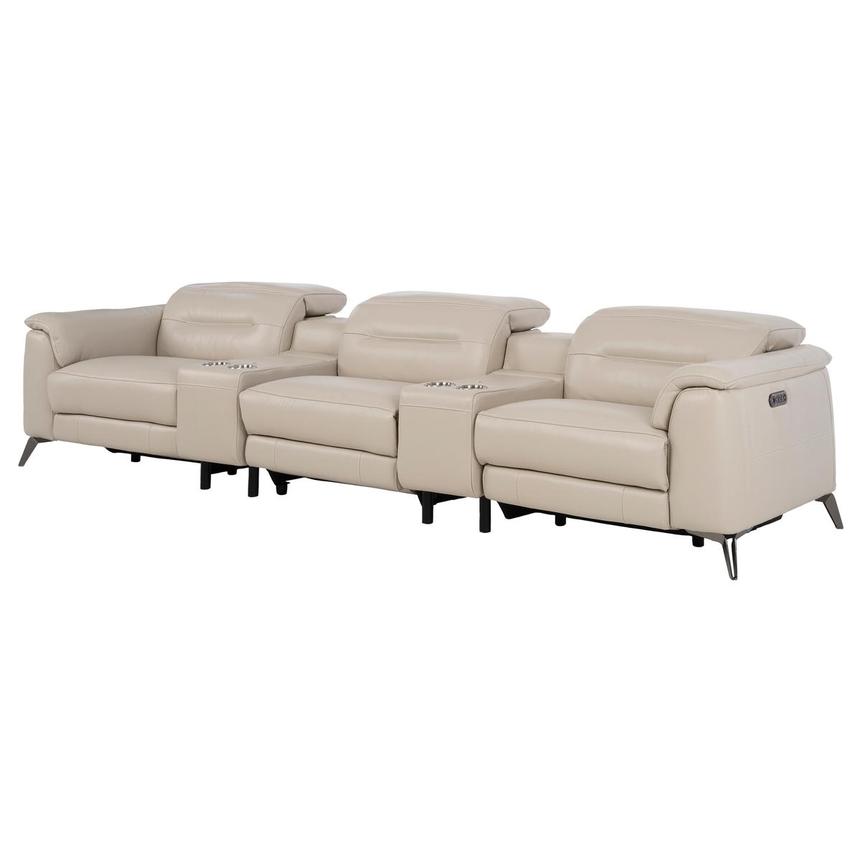 Anabel Cream Home Theater Leather Seating with 5PCS/2PWR  alternate image, 4 of 11 images.