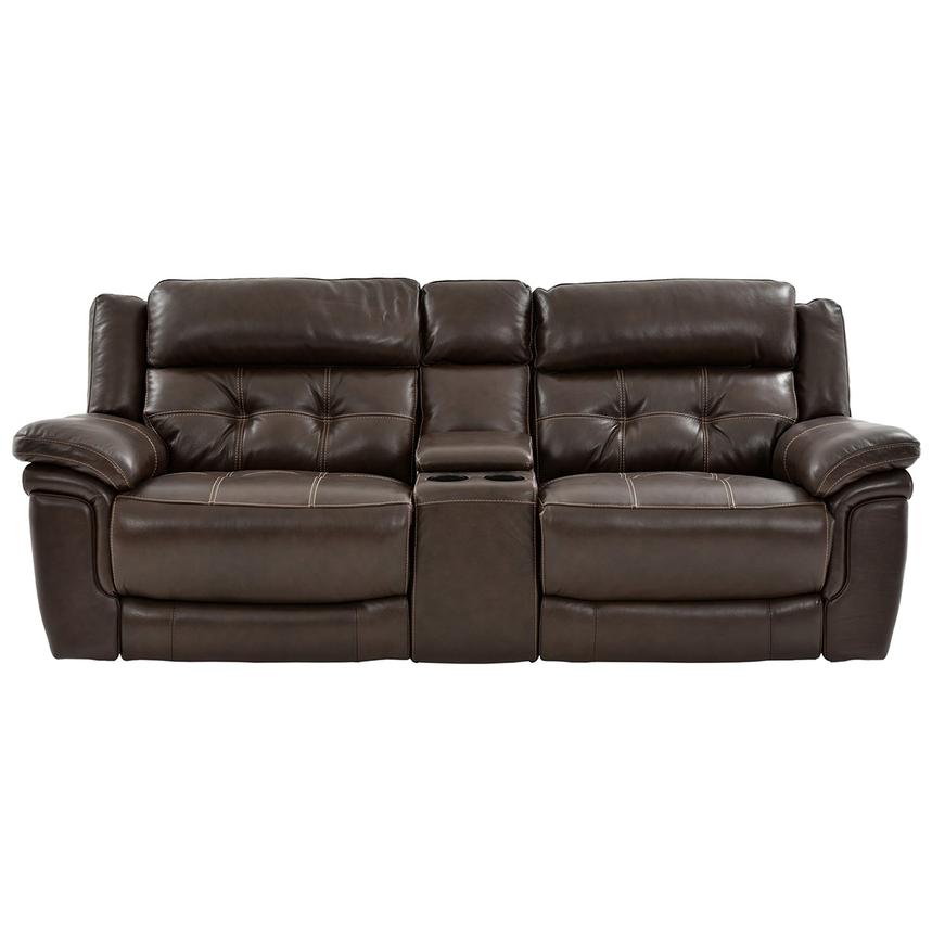 Stallion Brown Leather Power Reclining Sofa w/Console  alternate image, 3 of 11 images.
