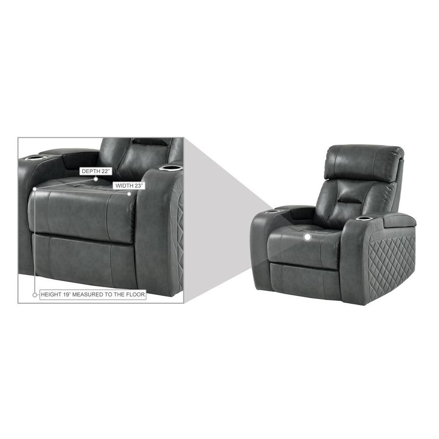 Gio Gray Leather Power Recliner  alternate image, 13 of 14 images.