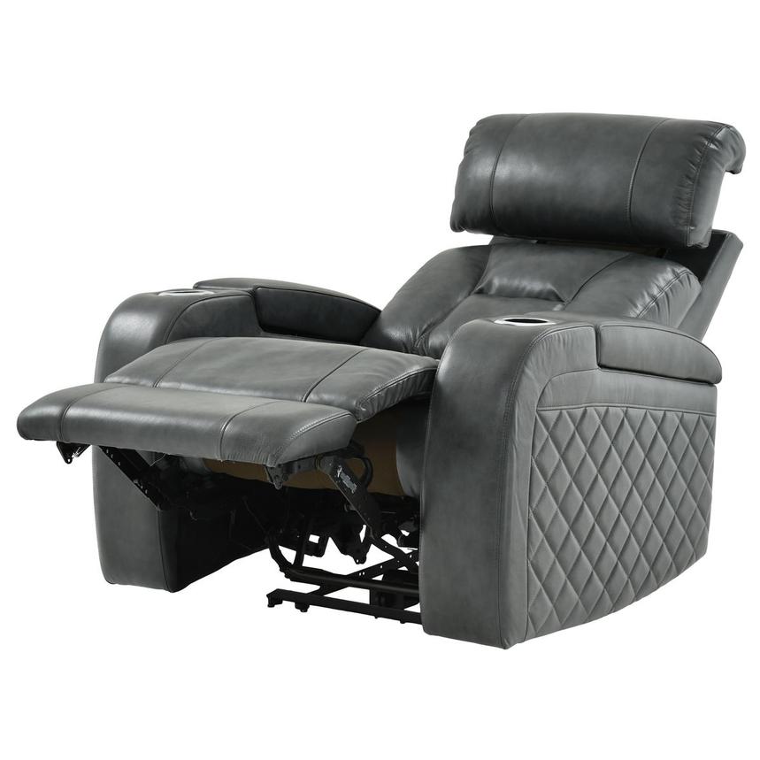 Gio Gray Leather Power Recliner  alternate image, 2 of 14 images.