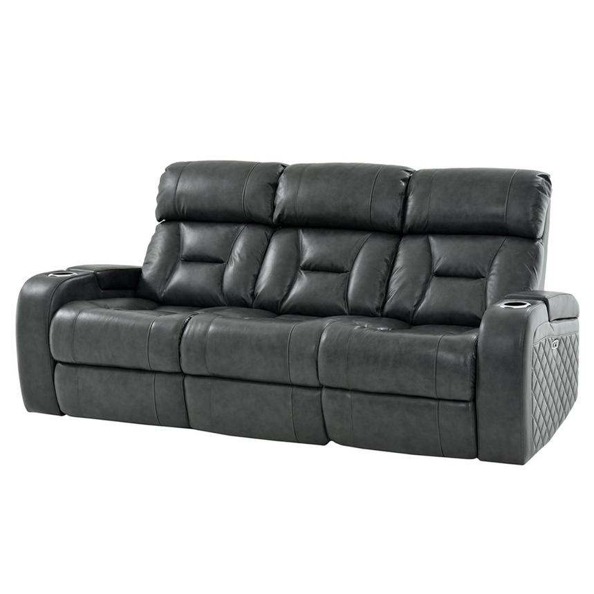 Gio Gray Leather Power Reclining Sofa  alternate image, 3 of 16 images.