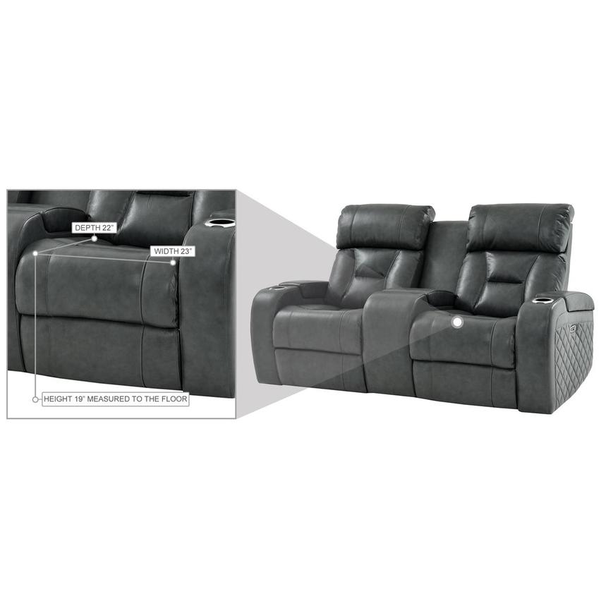 Gio Gray Leather Power Reclining Sofa w/Console  alternate image, 14 of 15 images.