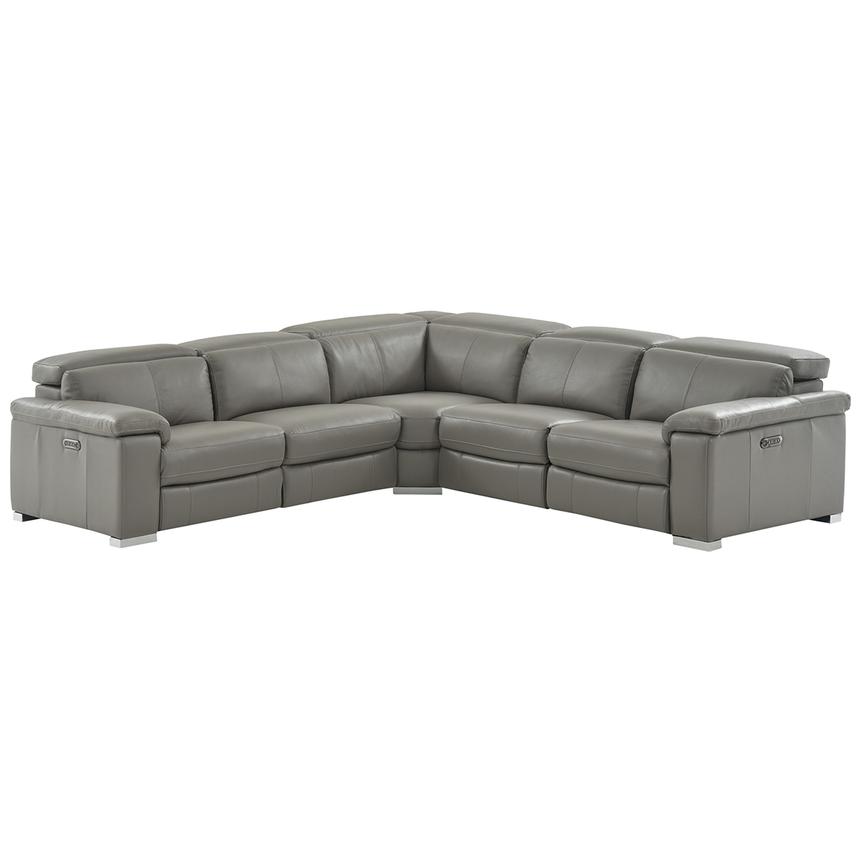 Charlie Gray Leather Power Reclining, Gray Leather Sectional