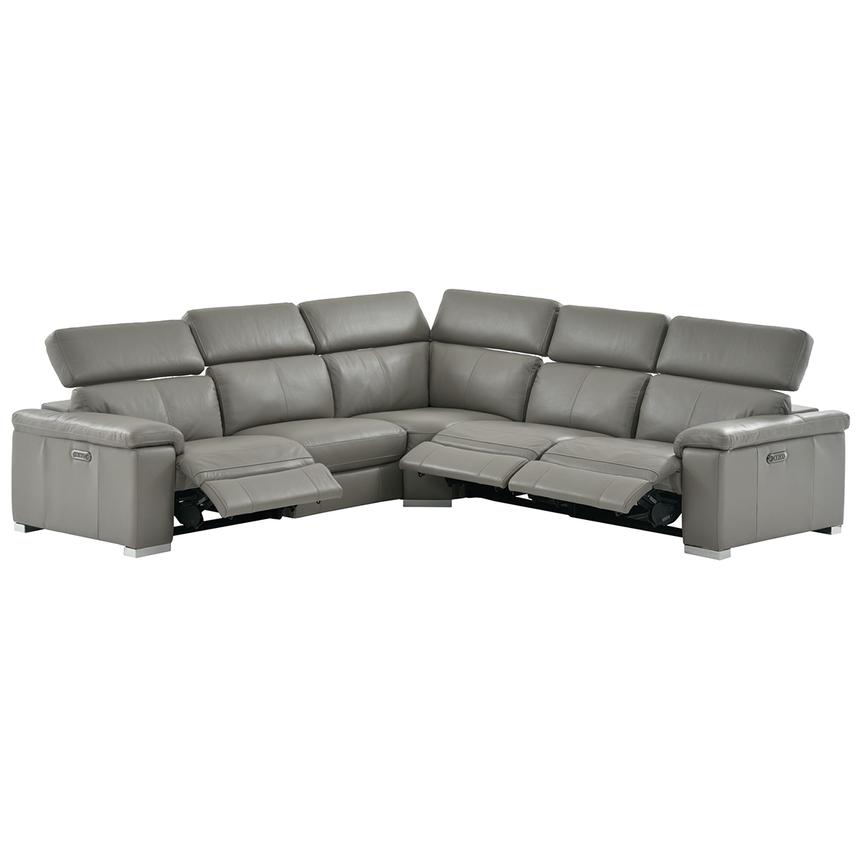 Charlie Gray Power Motion Leather Sofa W Right Left Recliners