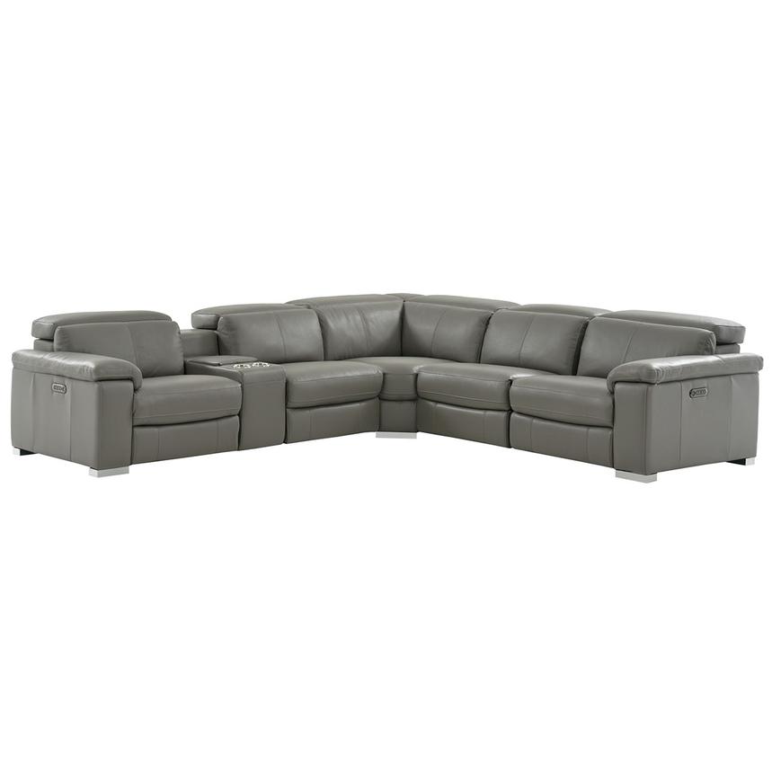 Charlie Gray Leather Power Reclining, Leather Power Reclining Sectional