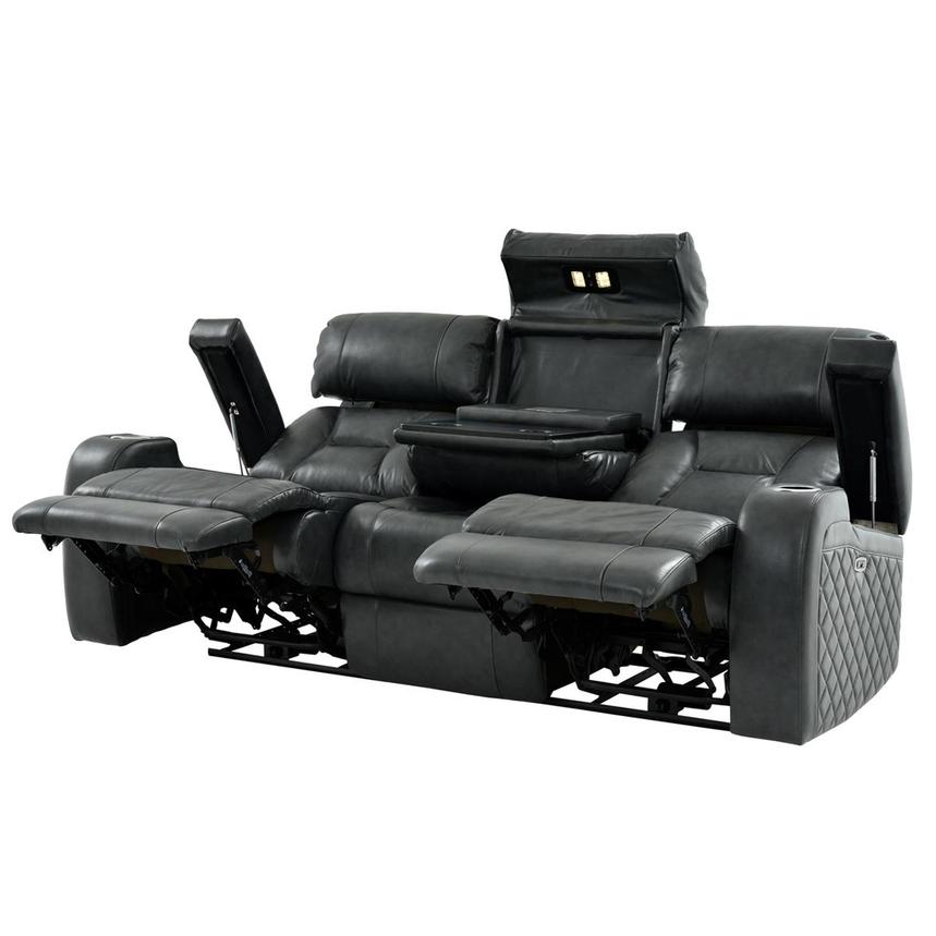 Gio Gray Leather Power Reclining Sofa alternate image, 4 of 16 images.