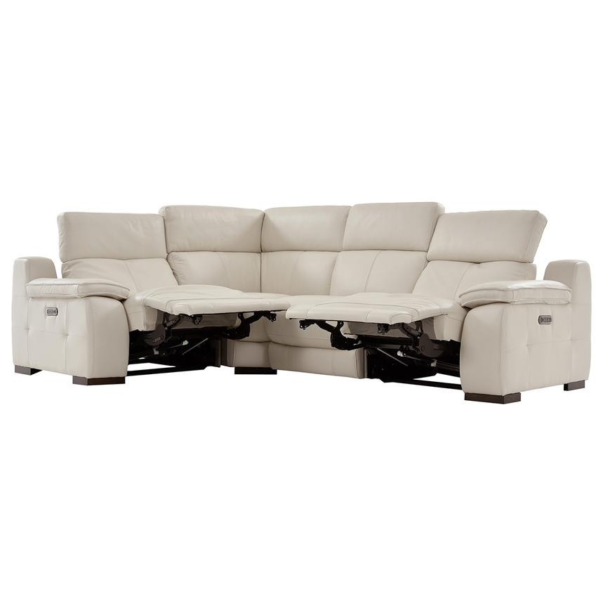 Gian Marco Light Gray Leather Power Reclining Sectional with 4PCS/2PWR  alternate image, 3 of 8 images.