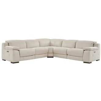 Gian Marco Light Gray Leather Power Reclining Sectional with 5PCS/3PWR