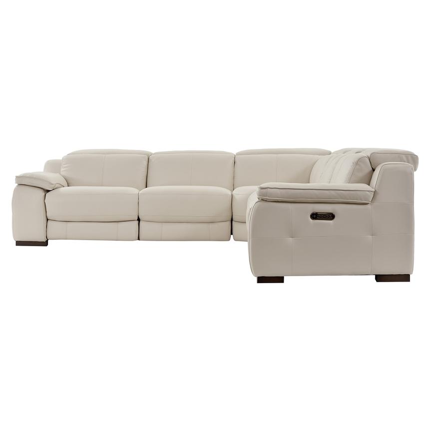 Gian Marco Light Gray Leather Power Reclining Sectional with 5PCS/3PWR  alternate image, 3 of 7 images.