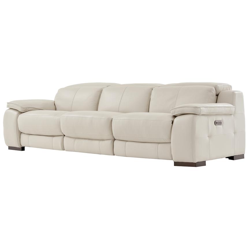 Gian Marco Light Gray Oversized Leather Sofa  alternate image, 2 of 7 images.