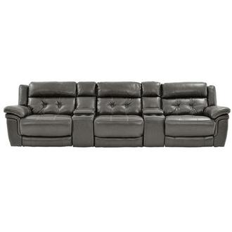 Stallion Gray Home Theater Leather Seating with 5PCS/2PWR