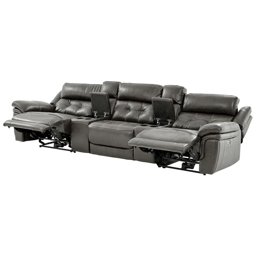Stallion Gray Home Theater Leather Seating with 5PCS/2PWR  alternate image, 3 of 10 images.