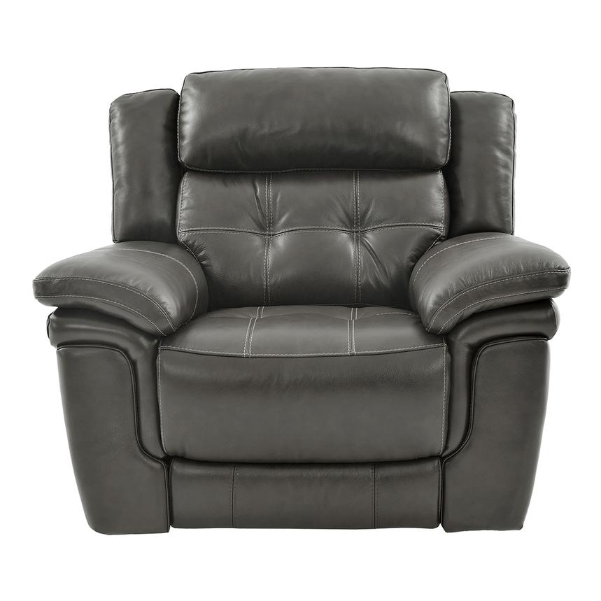 Stallion Gray Leather Power Recliner  alternate image, 3 of 9 images.