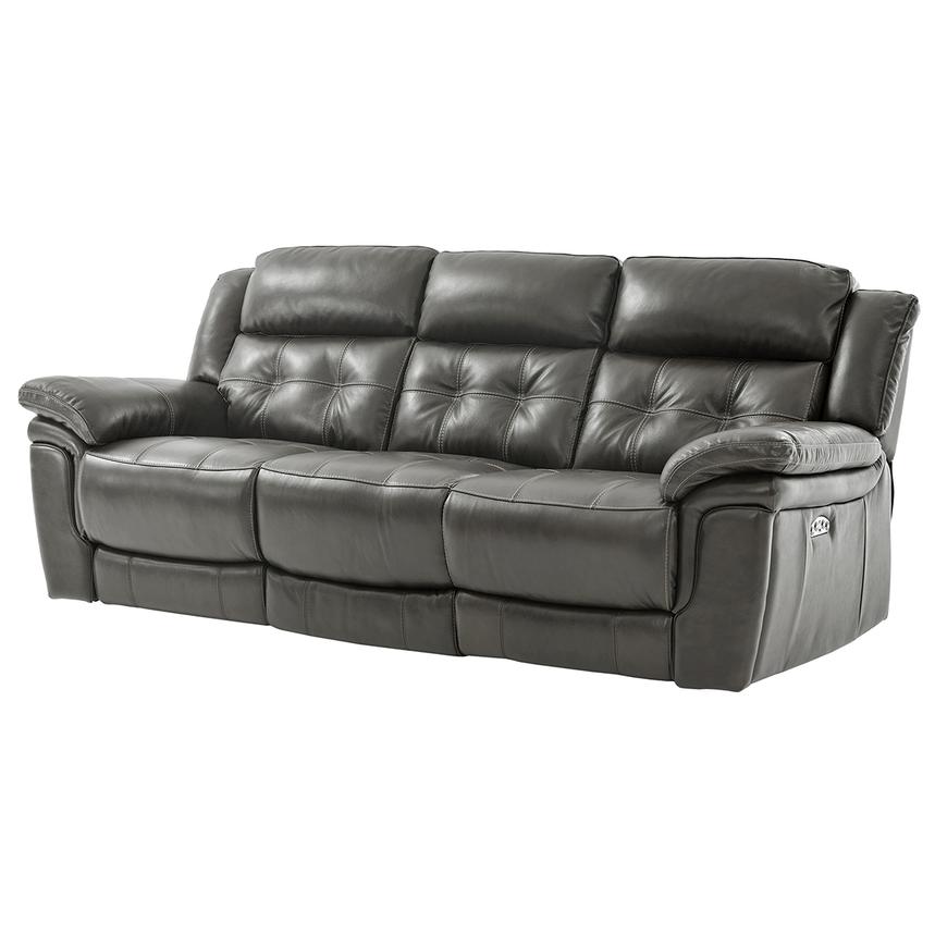 Stallion Gray Leather Power Reclining, Gray Leather Power Reclining Sofa