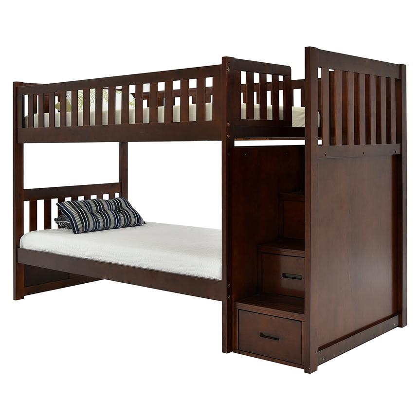 Balto Brown Twin Over Twin Bunk Bed w/Storage  alternate image, 4 of 7 images.