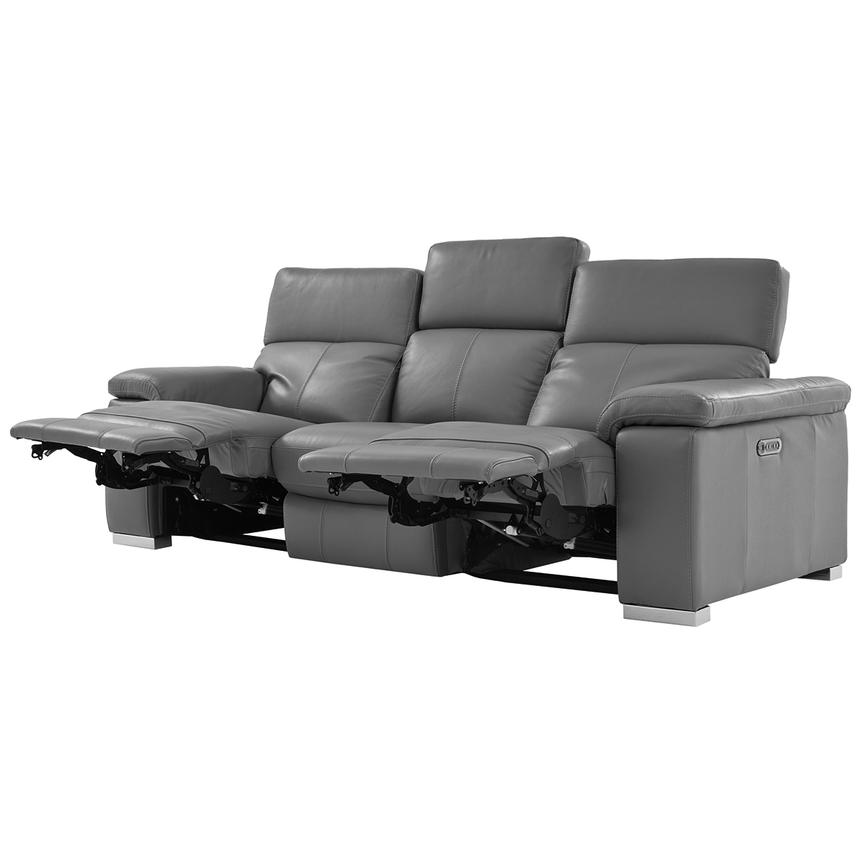 Charlie Gray Leather Power Reclining Sofa alternate image, 4 of 11 images.