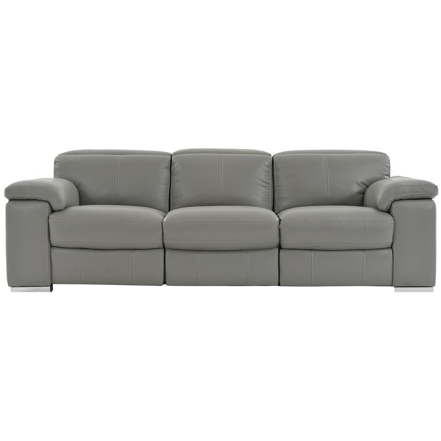 Charlie Gray Leather Power Reclining, Gray Leather Reclining Sofa